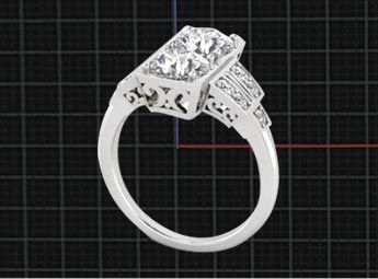 We start any custom jewelry design with a sketch, followed by a CAD design (which is many of the posted photos), followed by the casting of the metal, then setting the stones (either yours or ours) to complete the custom jewelry or custom engagement ring.